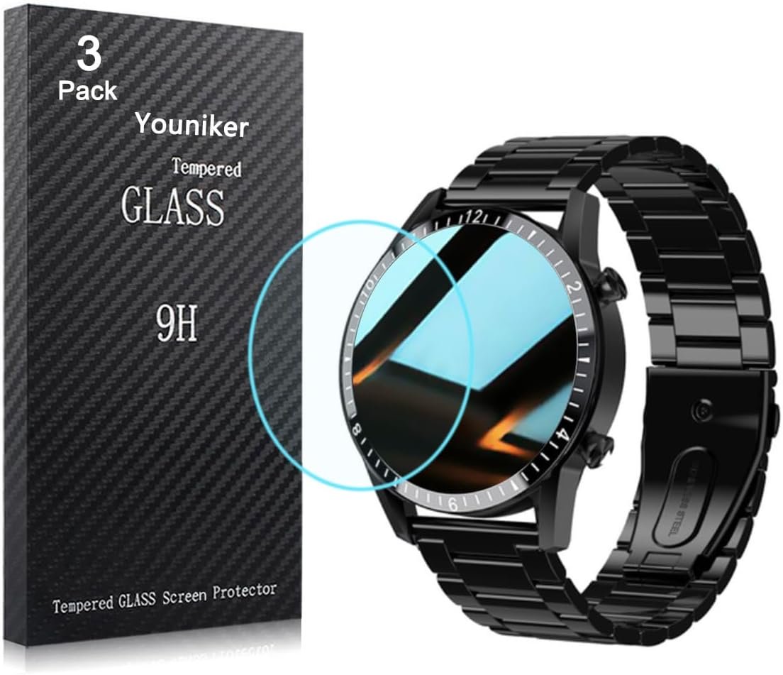 Youniker 3 Pack Compatible with FILIEKEU I9Y Smart Watch 1.3 inch Screen Protector Tempered Glass for I9 1.3'' Smartwatch Screen Protectors Foils...