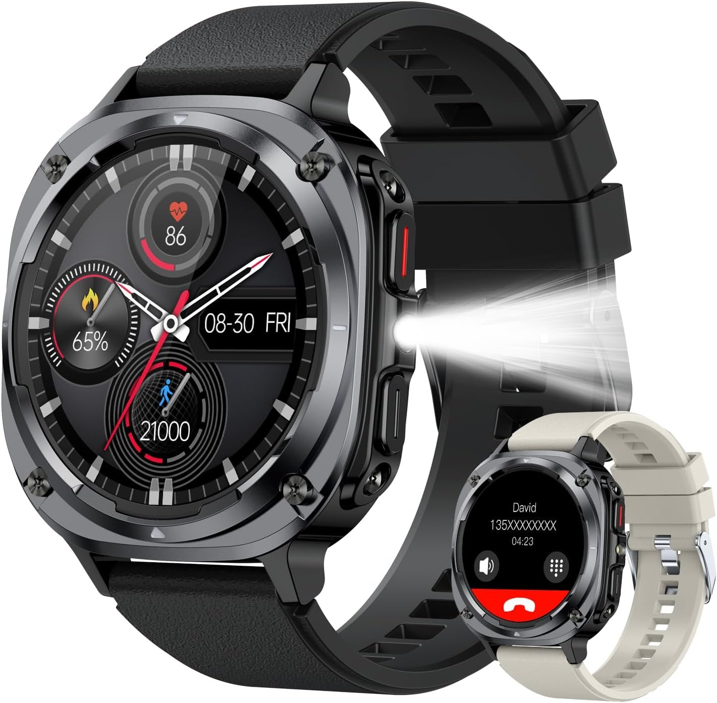 Smart Watch for Men Fitness Tracker: Bluetooth Make Answer Call Digital Mens Watches Waterproof Running Smartwatch for Android Phones iPhone Samsung Compatible Sleep Heart Rate Monitor Step Pedometer