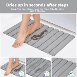 Stone Bath Mat Luxury Foldable Non-Slip Super Absorbent Quick Drying