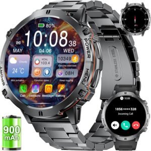 LIGE Smart Watches for Men with 900mAh Battery(60+Standby),1.73" AMOLED with Bluetooth Call,110+ Sports Mode Tactical Fitness Tracker/Heart Rate Sleep Health Monitor/Android iOS Military Smart Watch