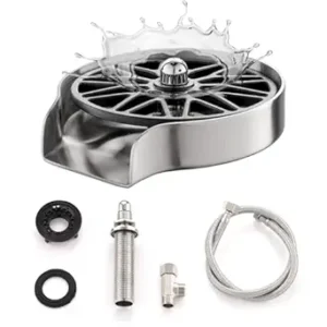 Glass Rinser for Kitchen Sink, Brushed Nickel Cup Washer for Sink, Stainless Steel Universal Sink Bottle Washer for Baby Bottle, Wine Glass Cup