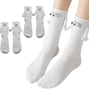 2 Pairs Magnetic Holding Hands Socks - Funny Gifts for Women & Men, Teens, Couples, Friends