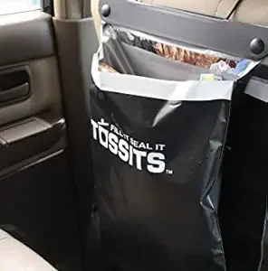 Car Trash Bag (Black, Set of 7) – Leak-Proof, Smell-Proof Garbage Container, 12x15 Hanging Trash Bin with Sturdy Header Board – Road Trip Essentials, Car Accessories for Women & Adults