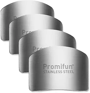 Finger Guards for Cutting, 4 Pcs Stainless Steel Finger Protector for Cutting Food, Knife Guard, Chopping Protector for Dicing and Slicing in Kitchens