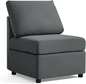 LINSY HOME Modular Sectional Sofa with Storage, Washable Sectional Couch, Covers Changeable, Single Couch Modular Chair to Extend Your Sofa, Dark Grey