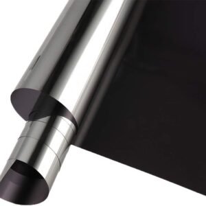 One Way Mirror Privacy Window Film, Heat Control and Anti - UV Adhesive Reflective Window Tint for Home and Office, 24Inch x 10Feet, Black Silver