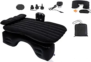 Inflatable Car Air Mattress Back Seat Bed with Air Pump,Thickened Portable Car Travel Sleeping Camping Air Mattress Blow Up Bed for Car Universal SUV