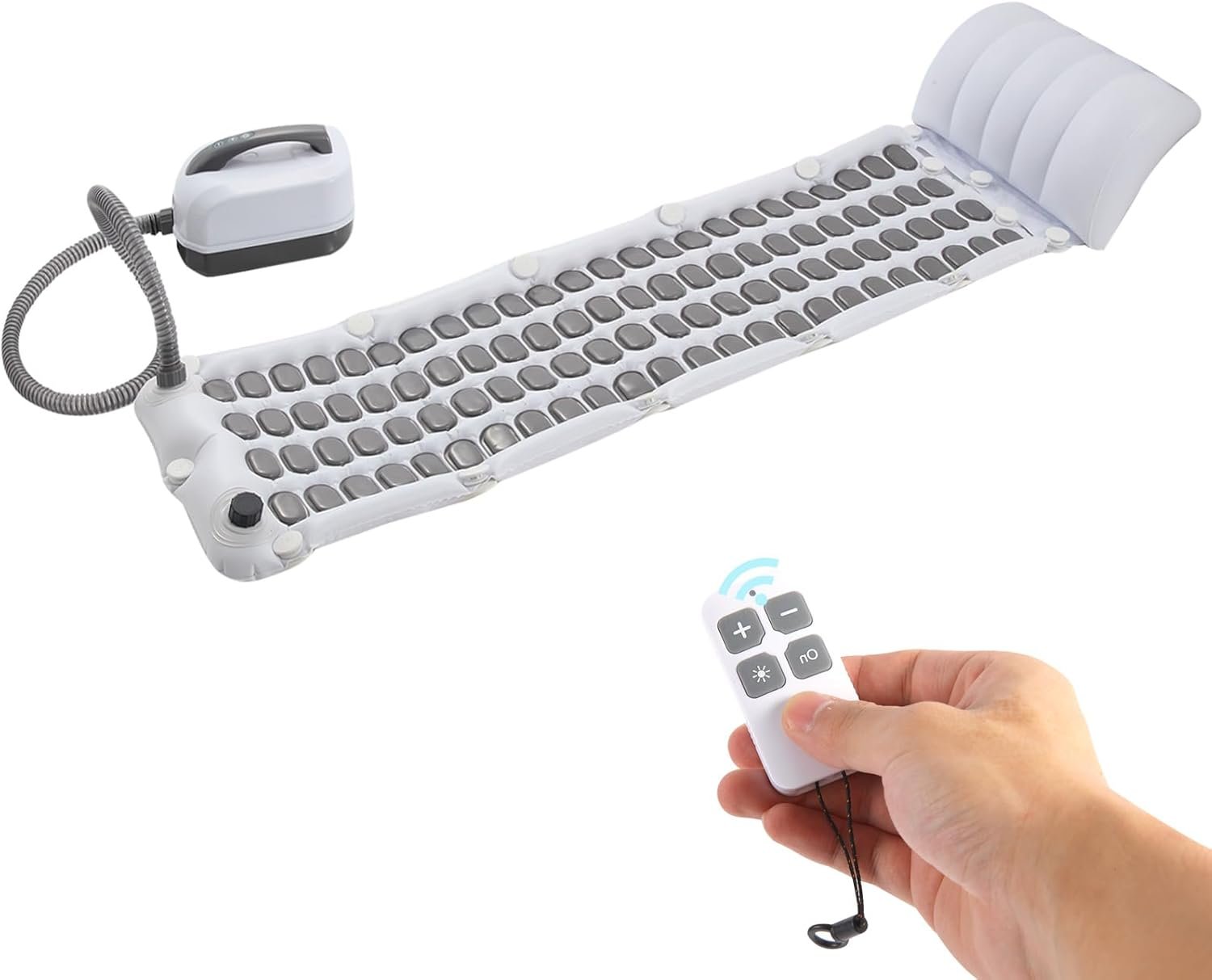 Portable Spa Bubble Bath Massager - Bubble Bath Mat Tub Spa Massager with Upgraded Powerful Suction Cup, Electric Air Pump, Pillow and Remote Control for Ultimate Relaxation, 48 * 17in