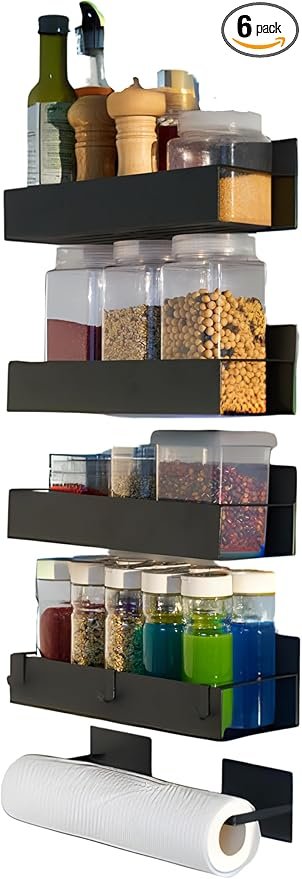 Magnetic spice rack set for refrigerator, space saver with rack | Strong magnetic shelf for fridge, extra storage | Seasoning organizer for Kitchen