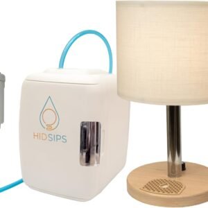 HydraLamp w/Mini Fridge, Bedside Desktop Water Dispenser Lamp, Included Water Reservoir and Filter, Bedside Water Dispenser, LED Table Lamp, for Home, Bed, Office, Hydration Appliance (Bright)