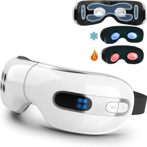 Eye Massager with Heat and Cooling for Migraines, Dry Eyes, Dark Circles, Rechargeable Bluetooth Music Cold Heated Eye Massager Improve Sleeping - Gifts for Women and Men (White) Visit the fmlave Store