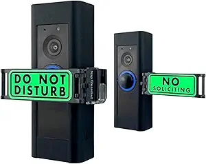 The Original - Invented in USA - Universal Fitting Doorbell Cover that Rotates from DO NOT DISTURB to NO SOLICITING - Easy to Install, No Tools Needed - Sign Blocks Button Ring (Black)