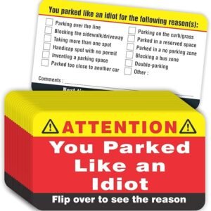 PARTH iMPEX You Parked Like an Idiot Business Cards (Pack of 100) Bad Parking Cards 3.5"x2" Multi Reasons Violation stocking stuffers for adults