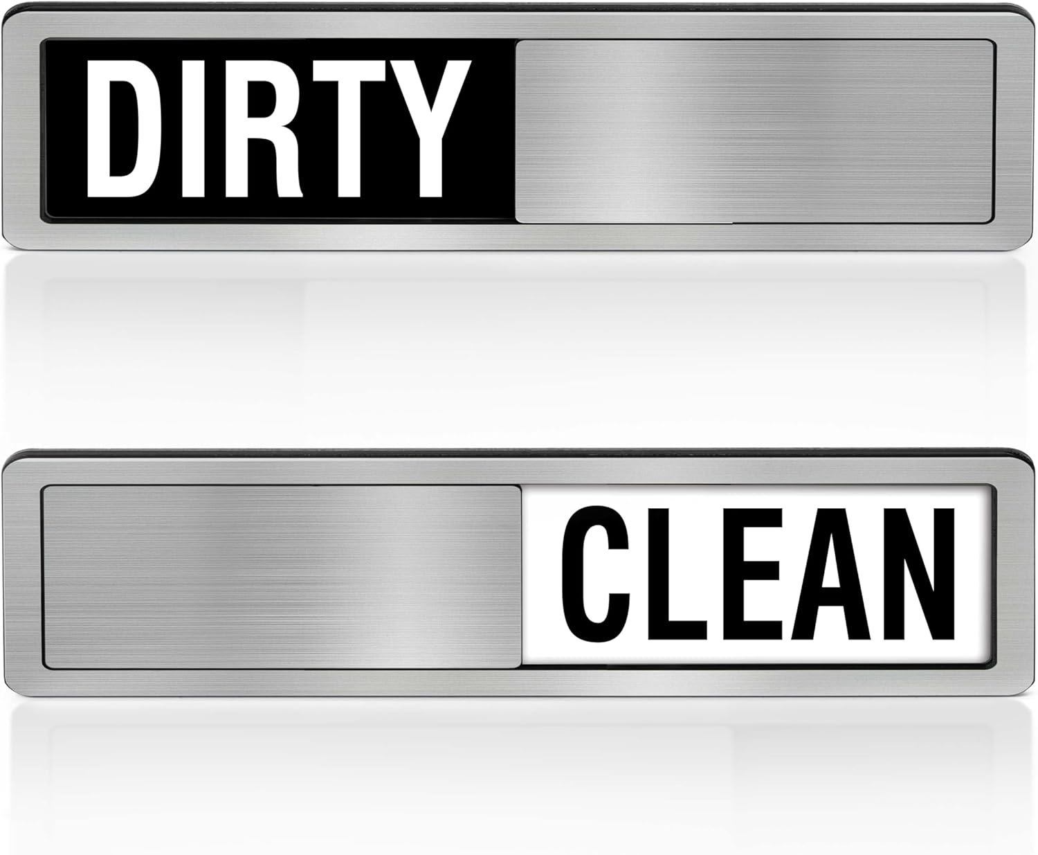 Dishwasher Clean Dirty Sign-Dishwasher Magnet Stainless Steel Clean Dirty Sign for Kitchen Organization Farmhouse Dishwasher Slide Indicator, Optional Adhesive Stickers