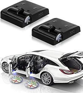 2 Pcs Universal Car Door Logo Projector Lights Magnetic Sensor LED Shadow Welcome Lamps, Easy Install(ALFA)
