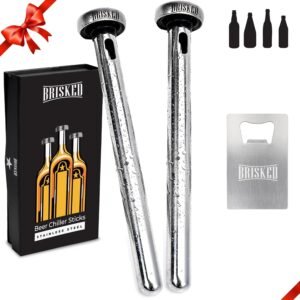 Beer Chiller Sticks for Bottles Set | 2 Stainless Steel Cooling Chillers | Christmas Gift Accessories | Cooler Gag Idea for Men Birthday Gifts