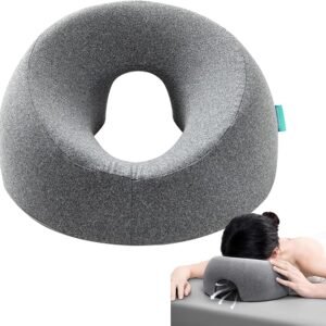 Face Down Pillow for Bed, Massage Headrest for Prone & Stomach Sleeping, Face Cradle for Spa, BBL Pillow for Post-Eye Surgery Recovery & Vitrectomy Recovery Equipment, Removable Cover Grey